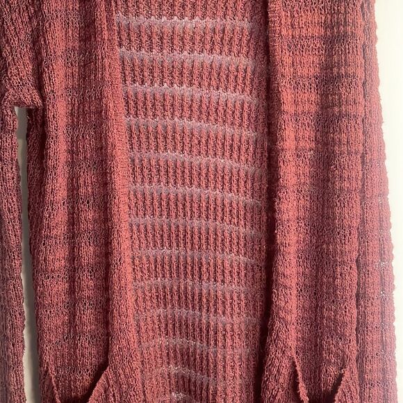 Burgundy Brink Loose knit Sweater Duster - Picture 3 of 13